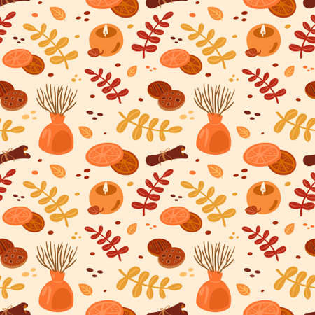 Hand drawn autumn texture. Autumn patternのイラスト素材
