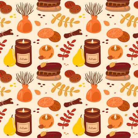 Hand drawn autumn texture. Autumn patternのイラスト素材