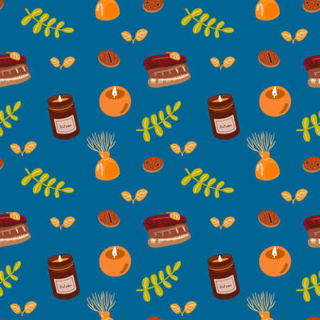 Hand drawn autumn texture. Autumn patternのイラスト素材