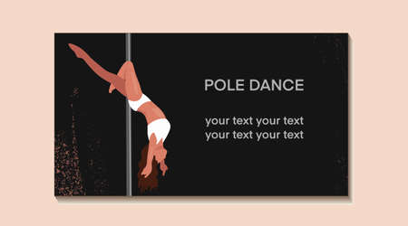Pole dance business card with black background with woman silhouette.のイラスト素材