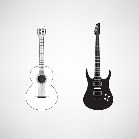 Two flat stylized guitarsのイラスト素材