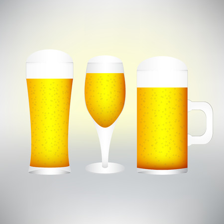 set with different glasses of beer on white- excellent quality.のイラスト素材