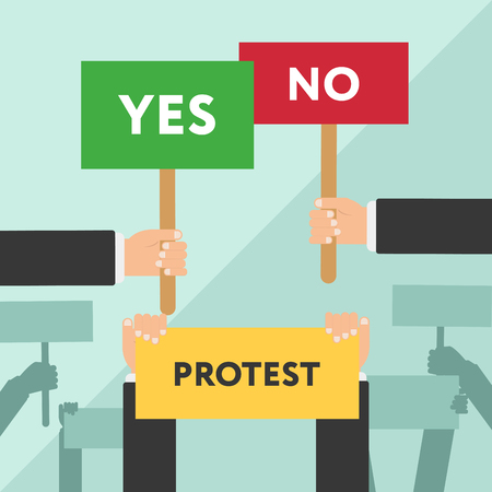 Hand holding protest sign flat illustrationのイラスト素材