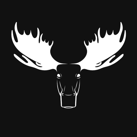images of moose deer head on a black backgroundのイラスト素材