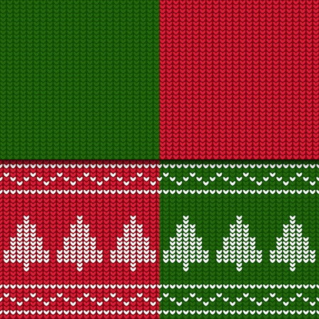 Winter Christmas seamless vector pattern. Holiday Seamless Knitting Pattern with a Christmas Treeのイラスト素材