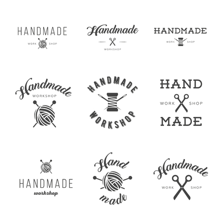 Handmade workshop vintage set.のイラスト素材
