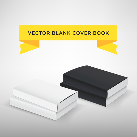 Blank book cover vector illustration. Softcover book or magazine. Black and white color. Template for your design.のイラスト素材