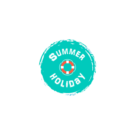 Summer card with hand drawn brush lettering. Summer background with calligraphic design elements, vector illustration. Summer holidays posterのイラスト素材