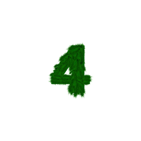 Vector numbers decorated with pine branches. Number- 4. Fourのイラスト素材