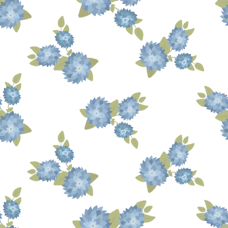Seamless vector floral wallpaper. Decorative vintage pattern in classic style with flowers and twigs. Two tone ornament with white peony silhouette on blue background.のイラスト素材