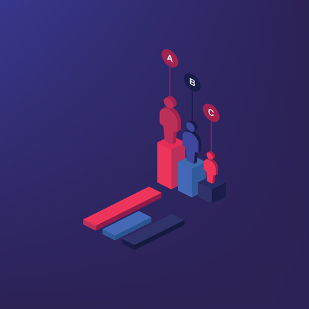 Infographic vector elements. Illustration of data financial graphs or diagrams, information data statistic. Isometric design. Template for presentation, report design, websiteのイラスト素材