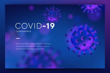 Pandemic Coronavirus, Covid-19 Vector illustration with 3D bacteria on white background. Medical banner microbes Coronavirus. Deadly type of virus Covid-19, healthcare banner. Vector illustration.のイラスト素材