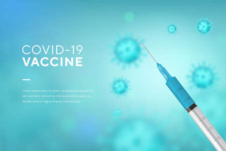 Realistic illustration banner concepts for the covid vaccine, universal flu vaccine, Haemophilus influenza virus, vaccination and eradicating polio, poliomyelitis, OPV oral polio vaccine .のイラスト素材