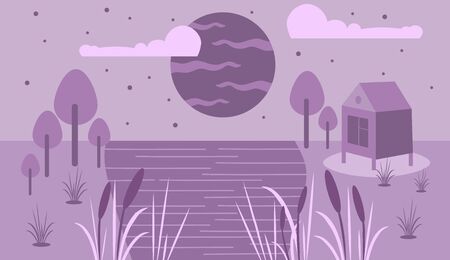 Flat violet landscapeのイラスト素材