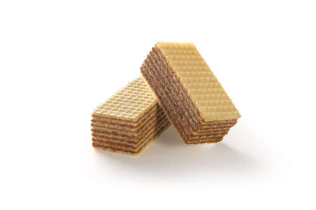 waffles. wafers with chocolate filling on a white backgroundの写真素材