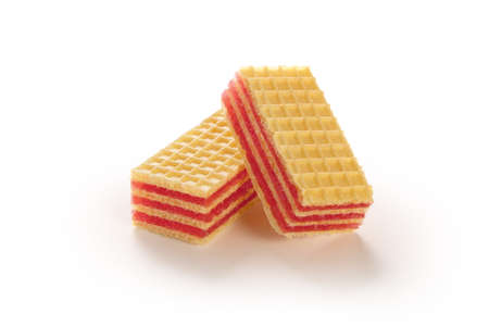 waffles with berry filling on a white backgroundの写真素材
