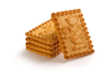 Shortbread Cookies on White Backgroundの写真素材
