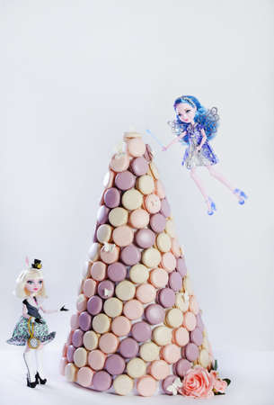 macaroon cake on a white backgroundの写真素材