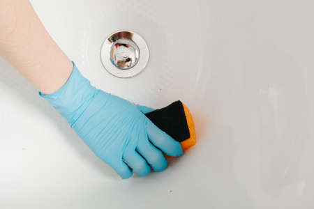hand of a young girl sponge bath, hand with bath cleaning