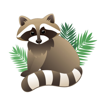 Cute raccoon vector illustration in cartoon styleのイラスト素材
