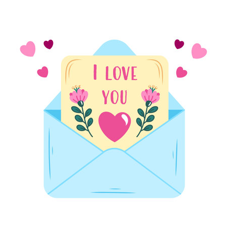 Hand drawn vector illustration of a love letter in an envelope. Confession of love. Romantic doodle for valentines dayのイラスト素材