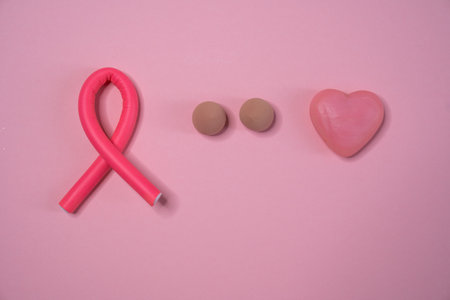 pink ribbon symbol, breast cancer awareness conceptの写真素材