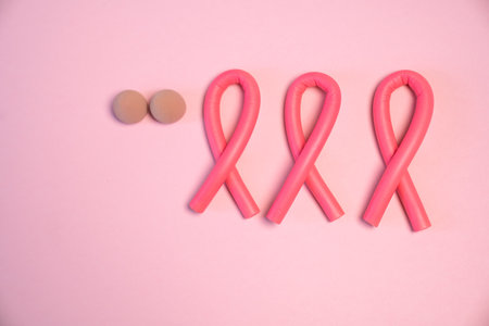 October event, pink ribbon symbol, breast cancer awareness month conceptの写真素材