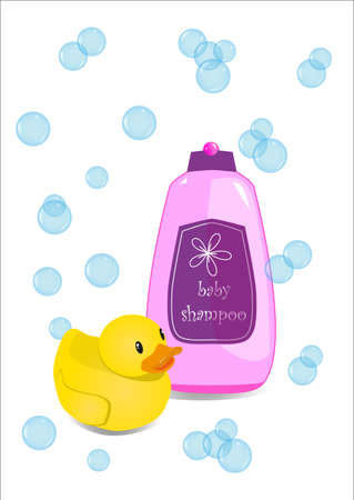Shampoo and rubber duckのイラスト素材