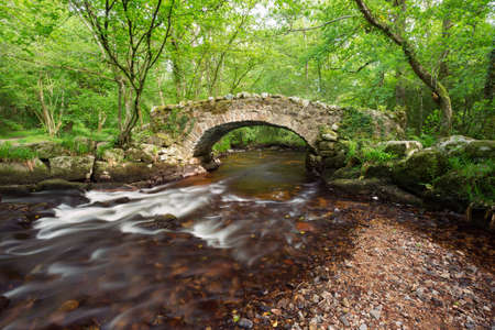 Hisley Bridge,Hisley Wood Dartmoor Devon Ukの写真素材