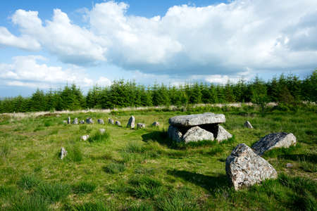 Bellever cist and stone row Dartmoor Devon Ukの写真素材