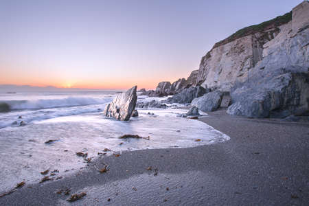 Ayrmer cove at sunset Devon Ukの写真素材