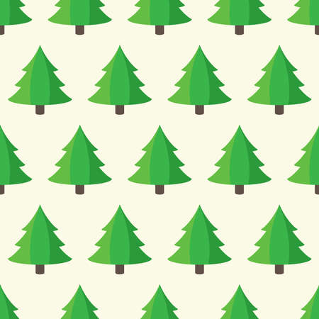 Seamless pattern with cartoon green trees on a neutral backgroundのイラスト素材