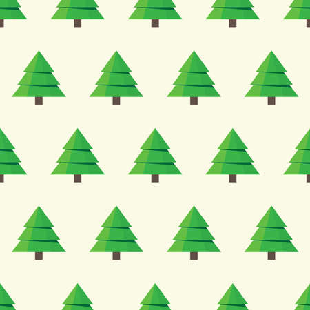 Seamless pattern with cartoon green trees on a neutral backgroundのイラスト素材