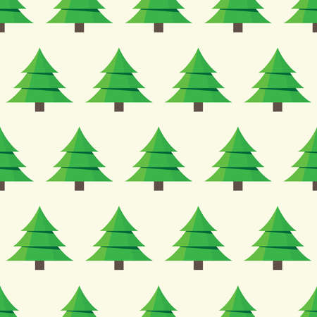 Seamless pattern with cartoon green trees on a neutral backgroundのイラスト素材