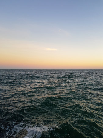 Seascape Sea with calm water and clear sky Nature backgroundの写真素材
