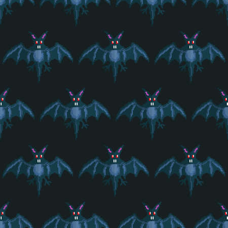Halloween seamless pattern Pixel Art style Holiday backgroundの写真素材