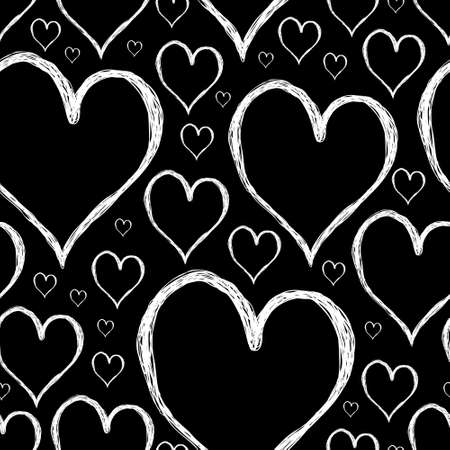 Hearts seamless pattern Grunge Hand drawn Valentine's day backgroundの写真素材