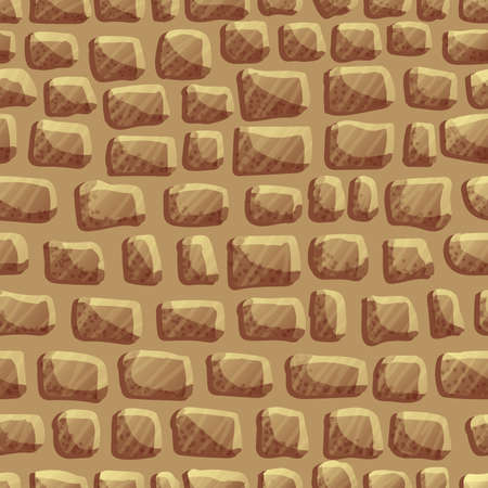 Cartoon brick wall texture seamless pattern Stones brown backgroundの写真素材