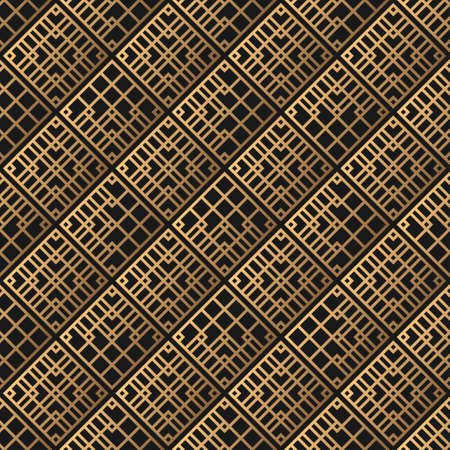 Dark Geometric grid background Modern dark abstract seamless Gold and black textureの写真素材