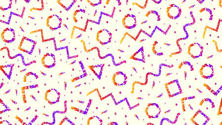 Memphis pattern Minimal abstract background geometric pattern with different shapesの写真素材