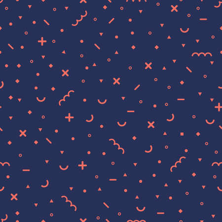 Memphis blue pattern Minimal abstract background geometric pattern with different shapesの写真素材