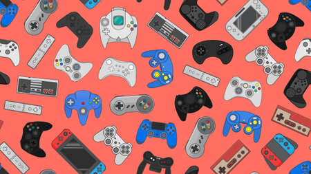Video game controller gamepad background Gadgets and devices seamless patternの写真素材