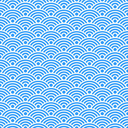 Japanese geometric background Wave seamless patternの写真素材