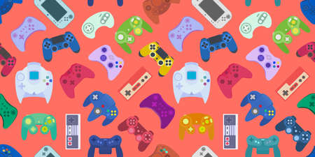 Video game controller gamepad background Gadgets and devices seamless patternの写真素材