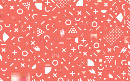 Memphis pattern Minimal abstract background geometric pattern with different shapesの写真素材