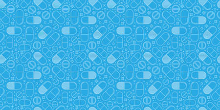 Medicine seamless pattern Pills tablets and capsules linear backgroundの写真素材
