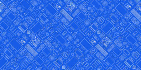Gadgets and devices pattern collection Set of computer hardware components and electronics accessoriesの写真素材