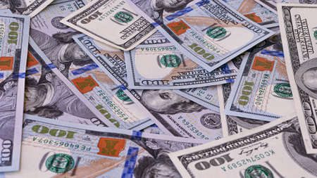 Black and white Background of US Currency banknotes Financial concept Money background Hundred...