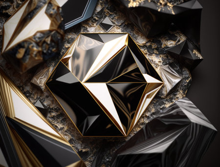 Marble stone texture background material with elements of semi-precious stones and gold created with Generative AI technologyの素材