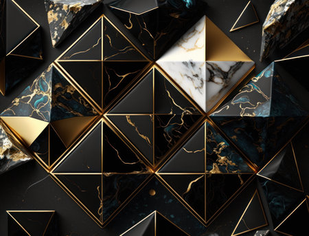 Marble stone texture background material with elements of semi-precious stones and gold created with Generative AI technologyの素材